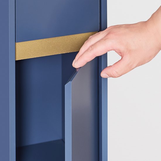 SoBuy Armoires de salle de bain hautes - Armoire de rangement avec étagères réglables et tiroir - Armoire colonne salle de bain - Bleu, 20x20x180cm, BZR34-II-B - pour salle de bain, salon, chambre à coucher