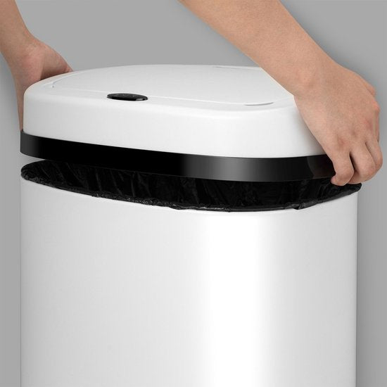 Poubelle automatique / Poubelle à déchets / Poubelle à détecteur - 70 litres - Blanc - Rectangle
