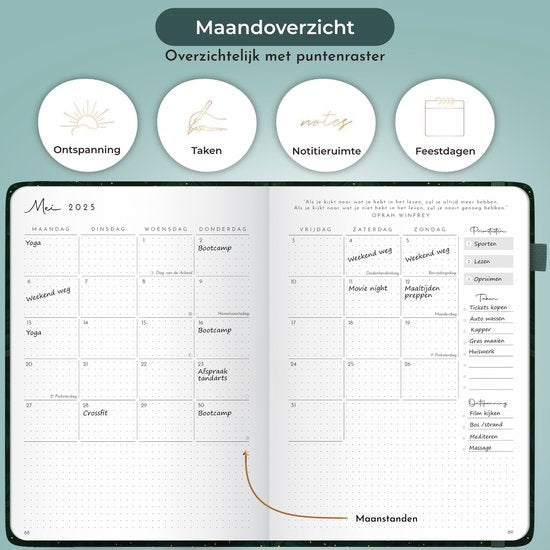 Systemyze Agenda 2025 Adultes - Planificateur - Journal - Organiseur - Feuilles d'autocollants incluses - Format A5 - Bleu gris