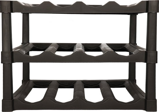 Excellent Houseware Porte-bouteilles - Noir - Plastique - 39 x 30 x 25 cm - pour 12x bouteilles