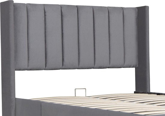 Lit capitonné Savona - 200 x 120 cm - Gris foncé - Tiroir de lit inclus