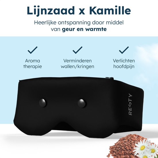 Resty® Masque de sommeil 4-en-1 - 100 % étanche à la lumière - Refroidissement/chauffage/aromathérapie - 3 inserts - Ajustement 4D confortable