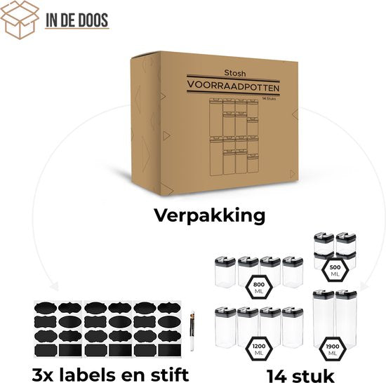 Pots à bouillon Stosh - Pots à bouillon - Pots à bonbons - 14 pièces - Sans BPA - Plastique