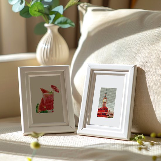 Rubye® Mini peintures de diamants - 2 pièces - Set - Adultes - Peinture de diamants pour enfants - Big Ben & Watermelon Cocktail- 15x20cm