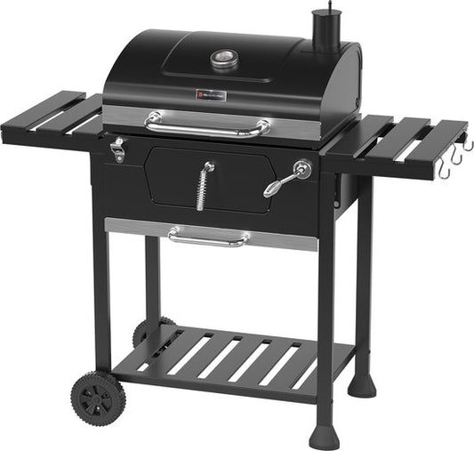 Barbecue charbon - KitchenBrothers - Gril et fumoir 2-en-1 - Surface de cuisson 42x57cm
