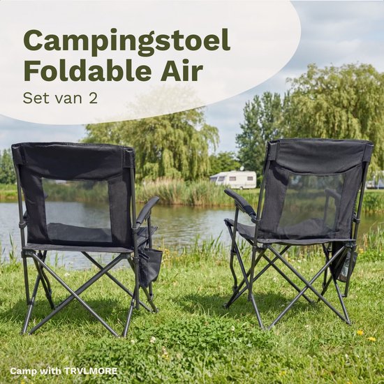 TRVLMORE Chaises de camping - pliables - 2-Pack - Capacité de charge 120KG - Sac de transport inclus - Chaise pliante - Chaise de pêche - Chaise de camping - Chaise pliante - Gris
