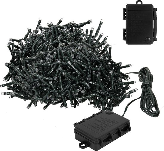 Guirlande - Merkloos - 200 led - 4m - Alimentation par piles - 8 fonctions d'éclairage - Blanc chaud