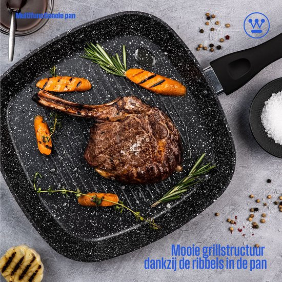Westinghouse Poêle à griller - Ø 28 cm - Poêle à induction - Sans PFOA - Marbre noir