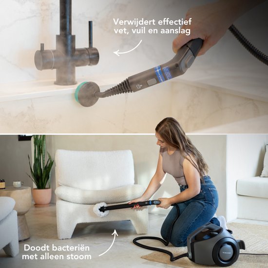 Techweise TS2 Nettoyeur vapeur - 100+ surfaces - 50 minutes de vapeur - 4 bar - Machine à nettoyer - Nettoyeur vapeur sol