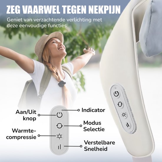 Novalance - Massage de la nuque - Coussin de massage Shiatsu - Appareil de massage électrique de la nuque - Aussi pour les bras, le dos, les épaules et les jambes - Infrarouge + Masque de sommeil