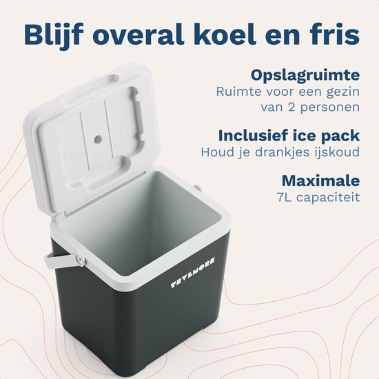 TRVLMORE Cool Box 7L - Frigobox - Elément réfrigérant inclus - Cool Box Small - Anthracite
