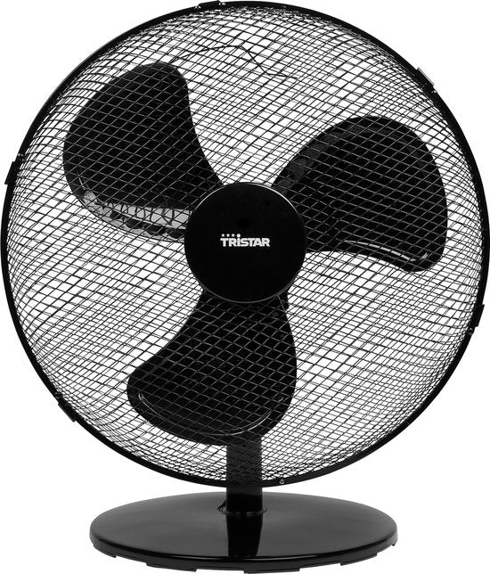 Ventilateur de table 40 cm - 3 vitesses - Oscillation 85° - Débit d'air réglable - Tristar VE-5728 - Noir