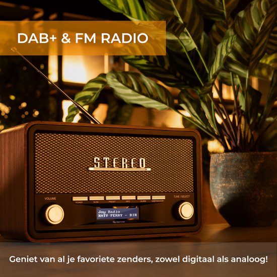 Denver DAB Radio - Retro Radio - Bluetooth - DAB+/ FM - Dimmable - Batteries & secteur - DAB18