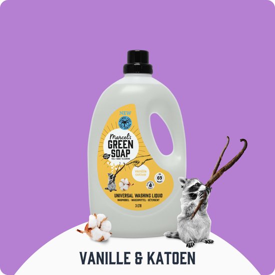 Détergent universel Marcel's Green Soap - Grand paquet - Vanille et coton - 3L - 69 lavages