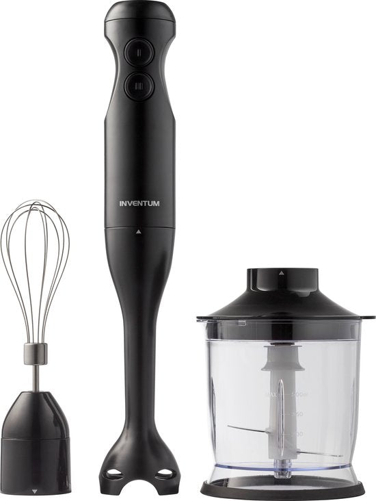 Inventum MX350B - Set mixeur plongeant - Hachoir - Fouet - 350W - 2 vitesses - Noir