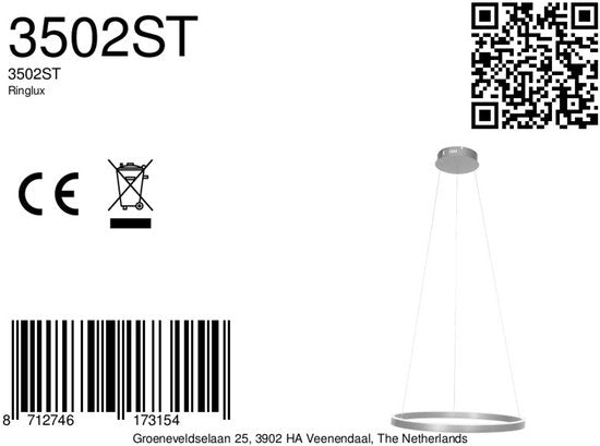Steinhauer - lampe suspendue - Ringlux - acier - métal - Ø 60cm - LED - 3502ST