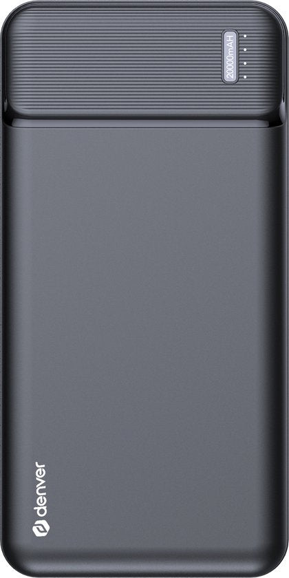 Denver Powerbank 20000 mAh - Avec indicateur de batterie - USB - Micro USB - Powerbank universel pour Apple iPhone / Samsung, entre autres - Noir - PBS20007