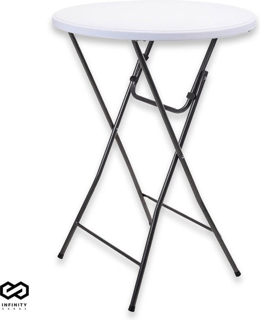 Infinity Goods Sturdy Stand Table - Table de fête - Robuste et résistante aux intempéries - Pliable - 80cm x 110cm - Fête - 1 pièce - Blanc/Gris