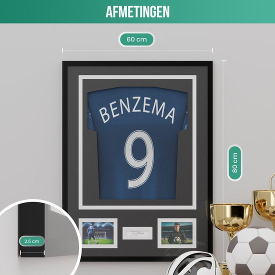 Avalo Cadre Photo Aluminium - Encadrement Maillot de Football - Cadre Box 3D - 60x80 CM - Noir - Cadre Profond - Encadrement Maillot dans Cadre Photo