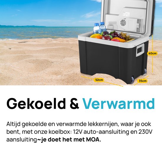 MOA Coolbox électrique 12v 230 volt - 40L - Frigobox - Réfrigérateur de camping - Voiture et camping - Refroidissement et chauffage - Noir