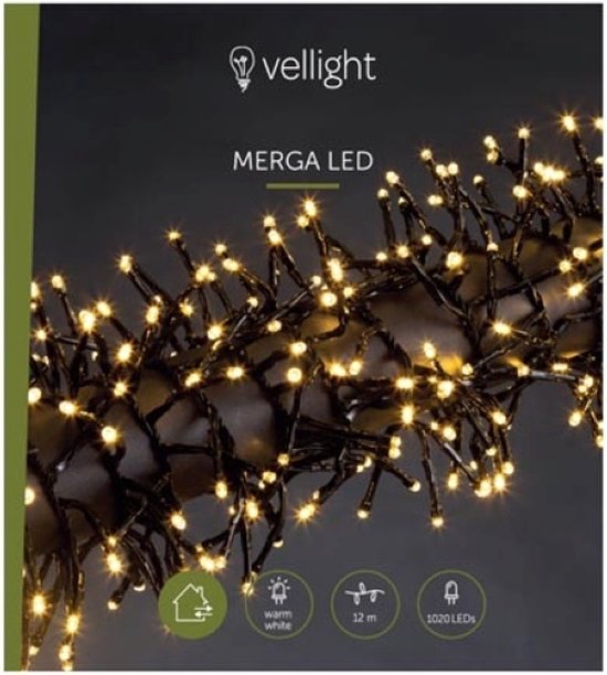Merga LED, guirlande lumineuse, 12 m, 1020 LED, blanc chaud, câble noir, pour l'intérieur et l'extérieur, 24 V