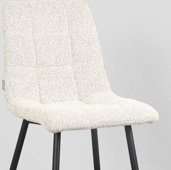 LABEL51 Chaise de salle à manger Juul - Blanc - Tissu - Structure noire - Chaise - Chaise de salle à manger régulière