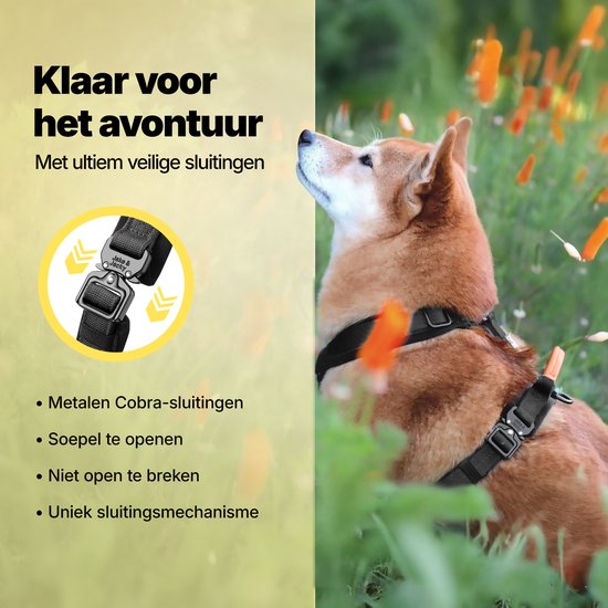 Harnais Jake et Jacky pour grands chiens - Harnais anti-traction - Harnais Y pour chien - Harnais pour chien - Noir - Taille L