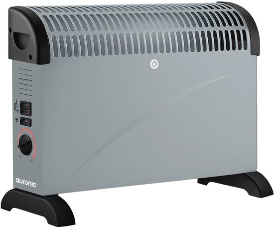 Auronic Convecteur électrique - 750/1250/2000 Watts - Avec ventilateur - Chauffage - Radiateur à ventilateur - Gris