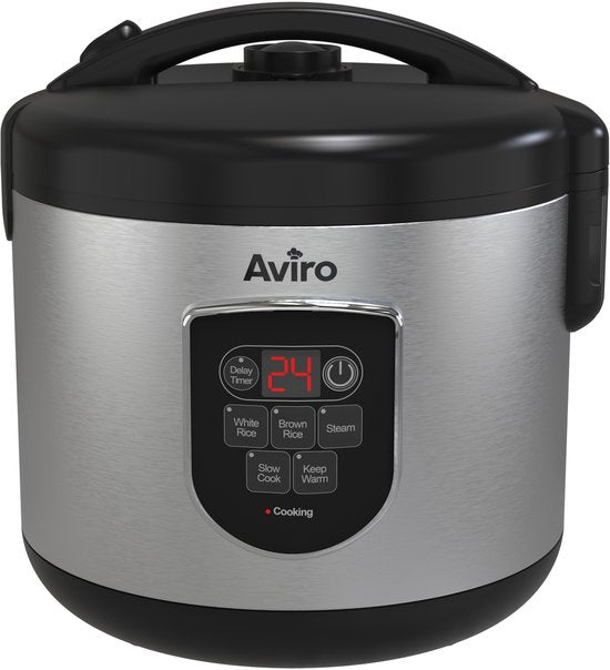 Aviro Rice Cooker - Slowcooker - 1,2L - 7 Fonctions - Fonction maintien au chaud - Cuiseur de riz - Antiadhésif - Multicuiseur - 2-6 personnes - acier inoxydable