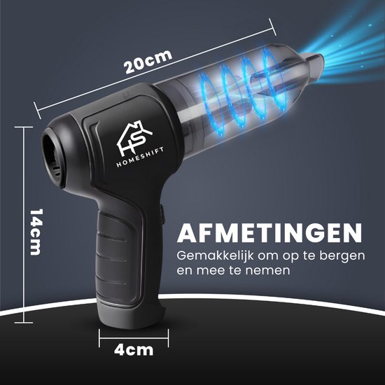 HomeShift® Aspirateur de voiture sans fil V2 - Aspirateur à miettes - Aspirateur à main - Petit aspirateur - Aspirateur sans fil - Air Duster - Wet & Dry - Noir