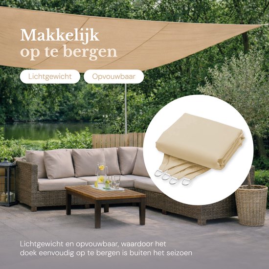 O'DADDY® Toile d'ombrage 4x3m Rectangle - Voile solaire - Filet d'ombrage - Store avec matériel de fixation - Imperméable - Protection solaire UV30 - Beige