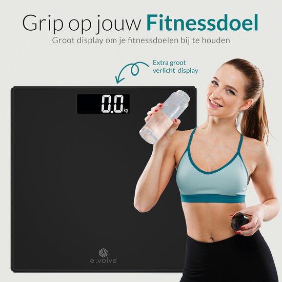e.volve Personal Scale Digital - Black - Balance de précision - Balance numérique - Piles incluses - Balance de précision - Balances