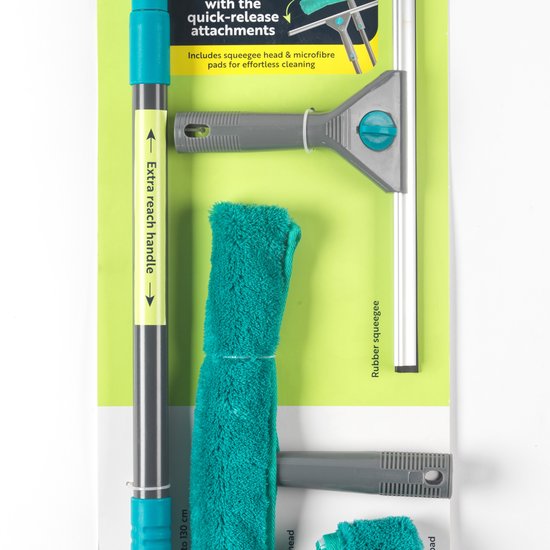 Beldray 5-piece window cleaning set - microfibre cloths/grip