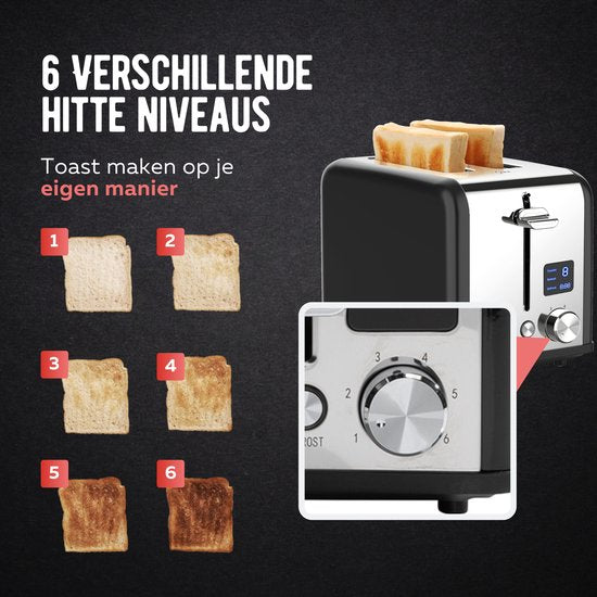 Qualitá® Grille-pain avec clips pour sandwichs grillés - Grille-pain rétro - Grille-sandwichs - Appareil à croque-monsieur - acier inoxydable/noir