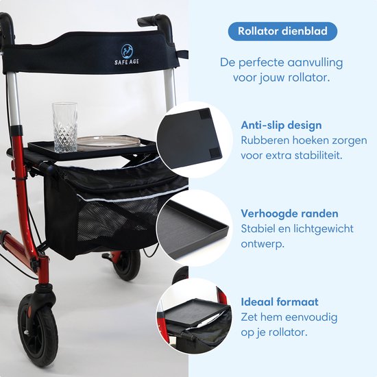 Safe Life® Plateau universel pour déambulateur - Antidérapant - PVC