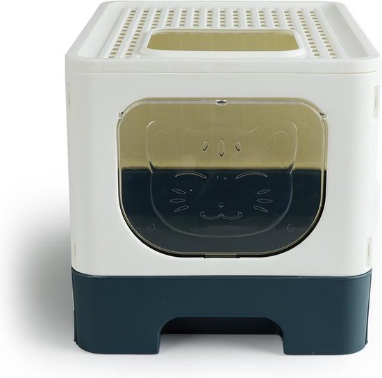 Lifa Living Bac à litière pliable avec tiroir extractible - pratique, portable et spacieux - Crème/Anthracite