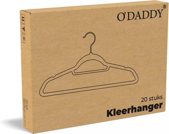 O'DADDY® Velvet Coat Hangers - Cintres - 20 pièces - Antidérapant - 43,5 cm - Cintres en plastique - Noir