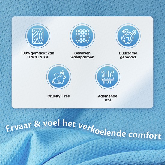 Ella® Couverture rafraîchissante 200x200 cm - 100% Bio-Tencel - Couverture auto-refroidissante - Couverture rafraîchissante - Couette d'été - Bleu ciel