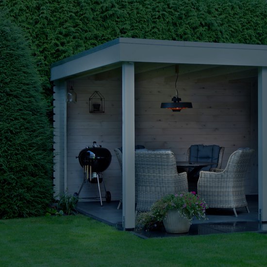 VONROC Chauffage d'ambiance suspendu - Vulcano 2000W - Lampe infrarouge puissante - avec 2 niveaux de chaleur, minuterie et télécommande