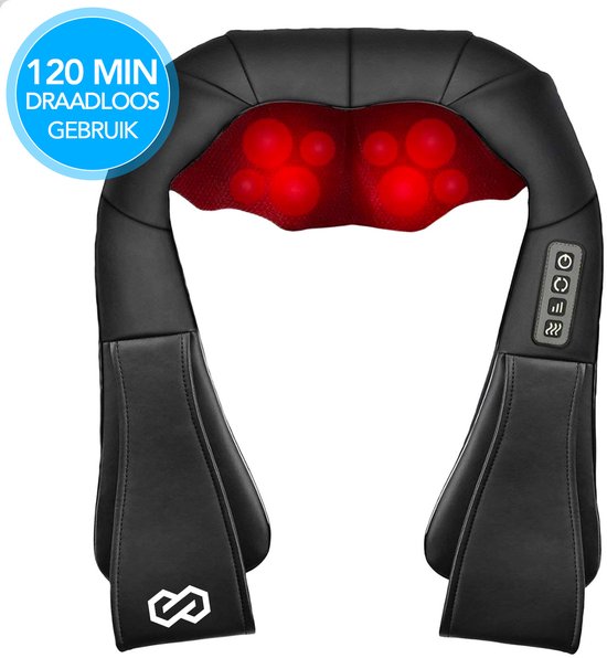 Infinity Goods Wireless Shiatsu Massage Cushion - Electric - Neck, Shoulder and Back - Heat function - 8 Massage heads - Massager