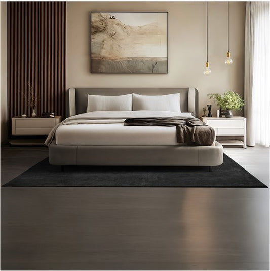 tectake® Tapis à poils courts - 160 x 230 cm - Noir - 1630 g/m² de poids de poils - Tapis pour le salon, la chambre à coucher, la salle à manger - Facile d'entretien et lavable - Sous-couche antidérapante - Antiallergique - Diverses tailles et couleurs
