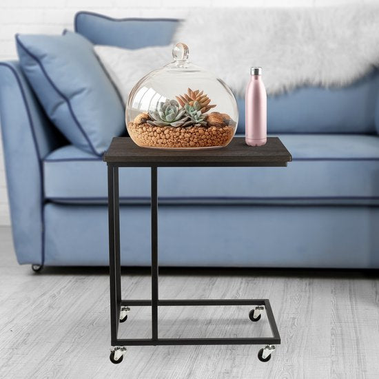 ERRO Table d'appoint sur roulettes - 50x35x60cm - pieds inclus pour utilisation sans roulettes - Noir