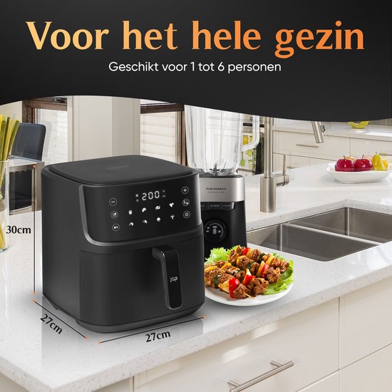 JAP Appliances Ascension - Airfryer XL - Friteuse à air chaud XXL - 2000W - Capacité 7,6L - 60ºC à 200ºC - Noir