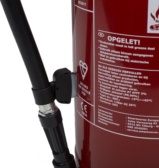 Smartwares 10.015.05 Extincteur - 6 litres - Mousse - Avec support de suspension - Classe de feu AB - Certifié BSI