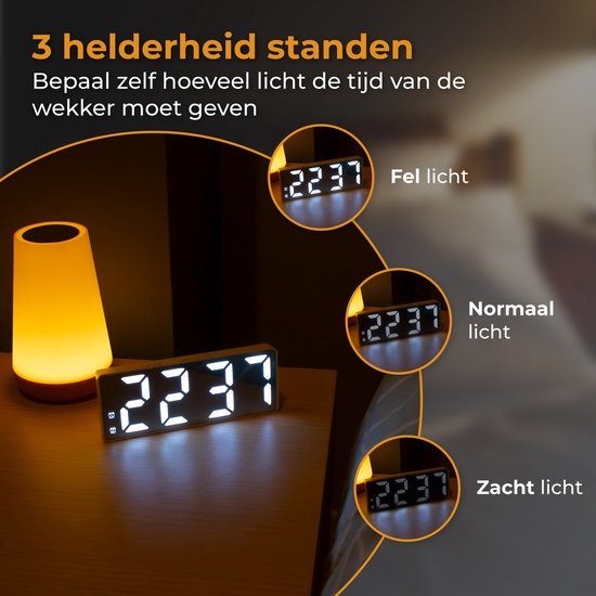 Nuvance - Réveil digital - Réveils digitaux - Réveils pour enfants et adultes - Réveil de voyage - Chambre à coucher - Réveil Led digital - Réveil - Blanc
