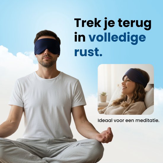 PurelyGoods® Masque de sommeil - Masque pour les yeux - Assombrissant - Masque de sommeil - Hommes et femmes - Coton - Bleu foncé