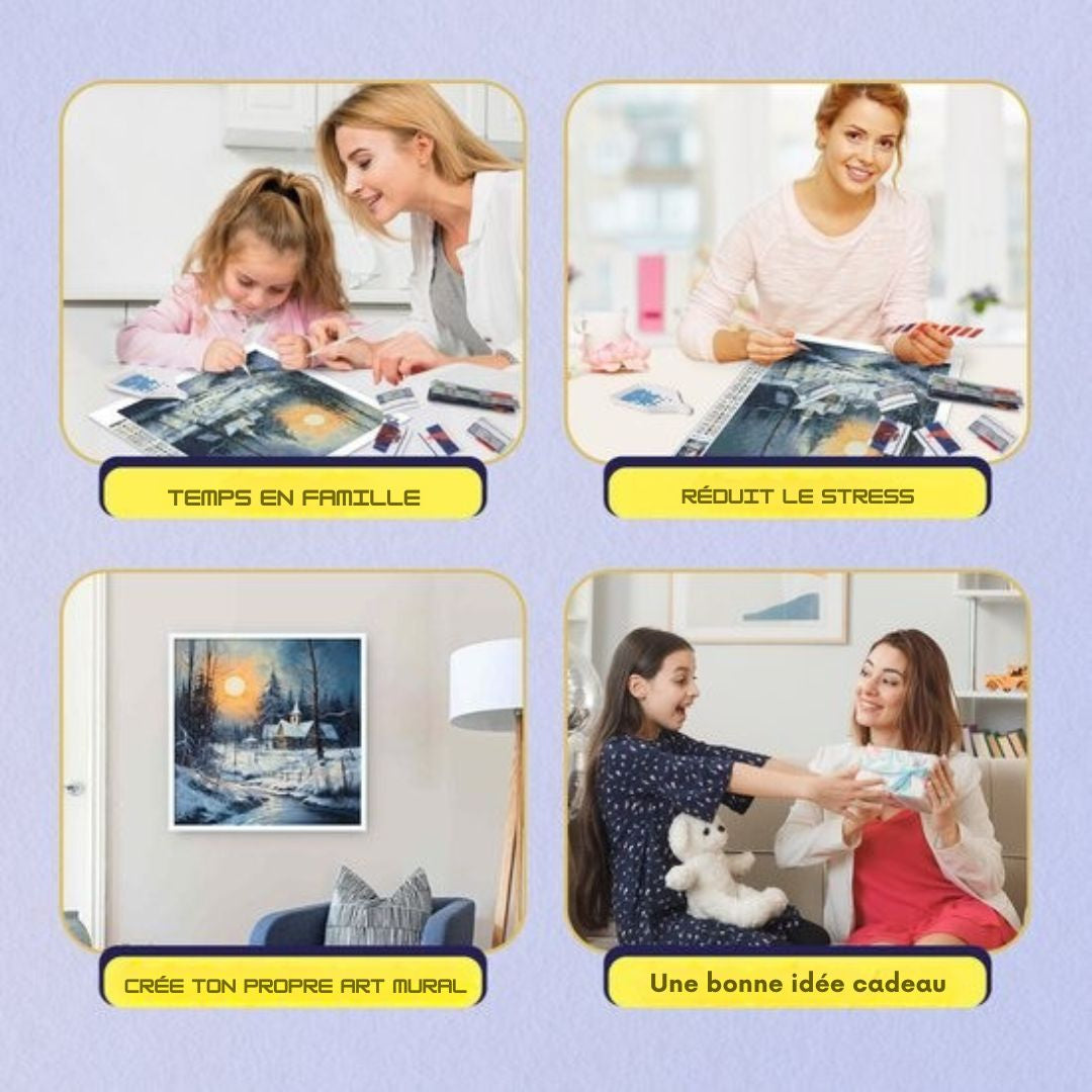 Peinture au diamant - Rubye® - Peinture au diamant adultes - enfants - Package peinture au diamant complet - Maison d'hiver -30x30cm
