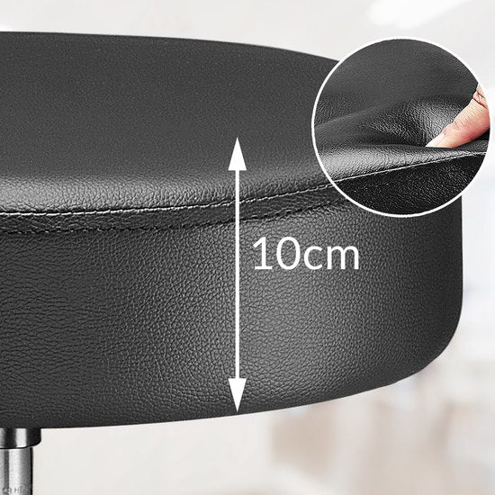 Casaria Tabouret pivotant réglable - Hauteur d'assise 46/60cm - 1 pièce Noir