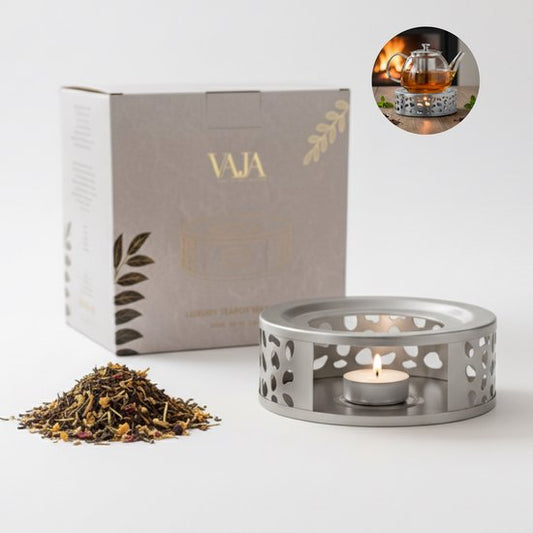Vaja® Réchauffeur avec Waxinelicht pour théière - Réchauffeur avec bougie - Porte-lampions - Chauffe-thé - Théière - Réchauffeur - Argent
