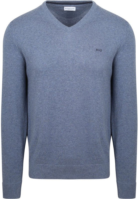 Pull McGregor Laine Mérinos Col en V Bleu Vintage - Taille XL - Hommes - Pullovers